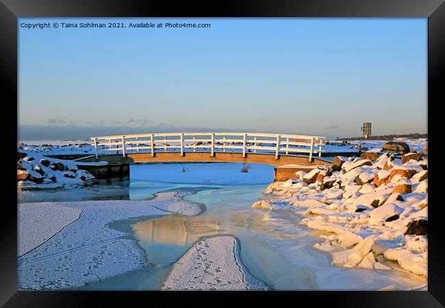 Breakwater on Cold Morning Framed Print by Taina Sohlman