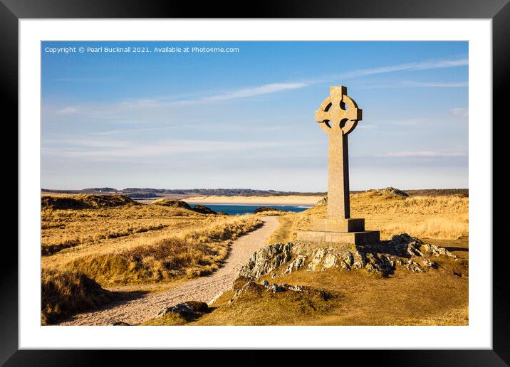 Llanddwyn Island Celtic Cross Anglesey Framed Mounted Print by Pearl Bucknall