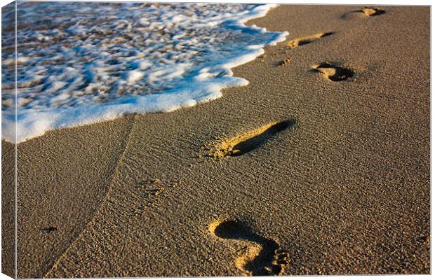 Footprints In The Sand, Miami, Florida Canvas Print by Weng Tan