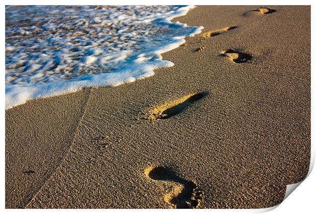 Footprints In The Sand, Miami, Florida Print by Weng Tan