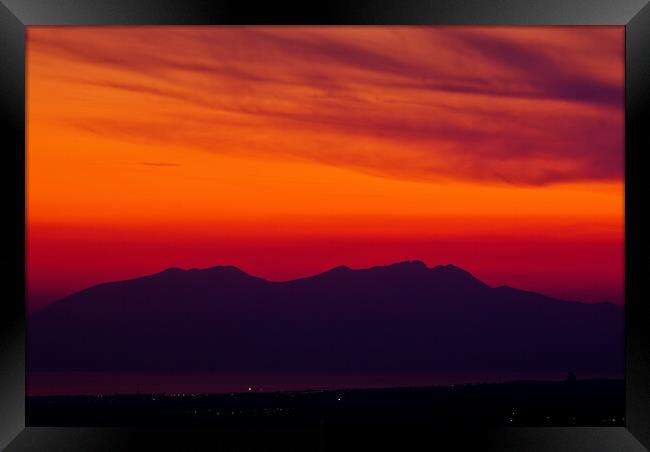 Sunset over Mount Olympus, Greece Framed Print by Nic Croad
