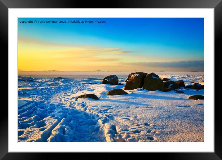 Winter Foothpath at the Breakwater Framed Mounted Print by Taina Sohlman