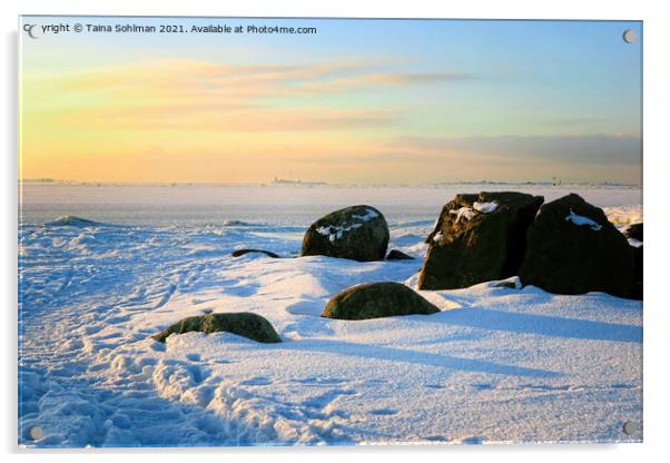 Arctic Winter Morning at the Breakwater Acrylic by Taina Sohlman