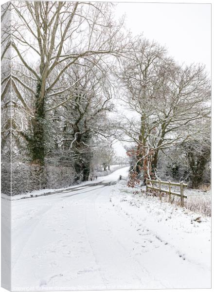 Snowy Rural Landscape Around Chetwode In Buckingha Canvas Print by Peter Greenway