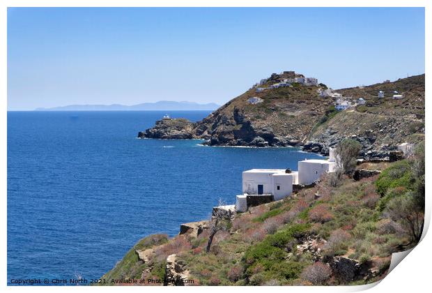 Village of Kastro on the island of Sifnos. Print by Chris North