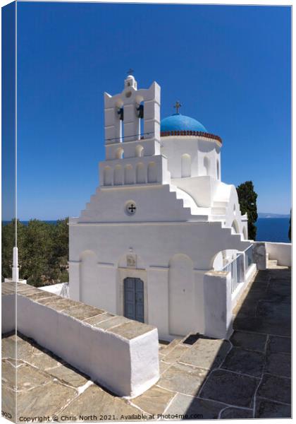 Panagia Poulati Church on the island of Sifnos. Canvas Print by Chris North