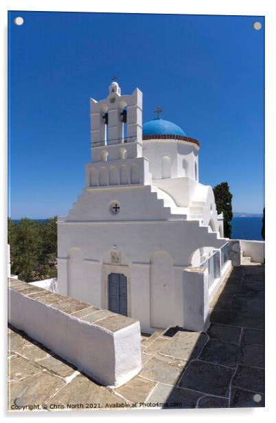Panagia Poulati Church on the island of Sifnos. Acrylic by Chris North