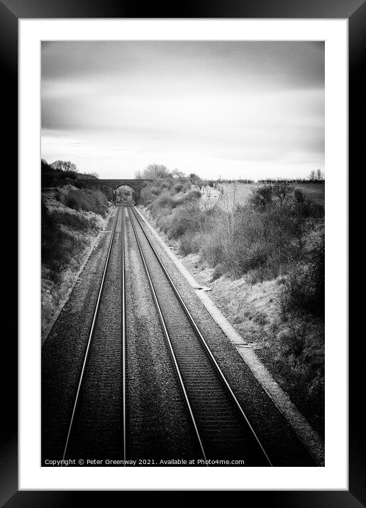 Section Of Railway In The Rural Oxfordshire Countr Framed Mounted Print by Peter Greenway