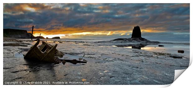 Black Nab and the wreck of the Admiral Von Tromp a Print by Chris Drabble