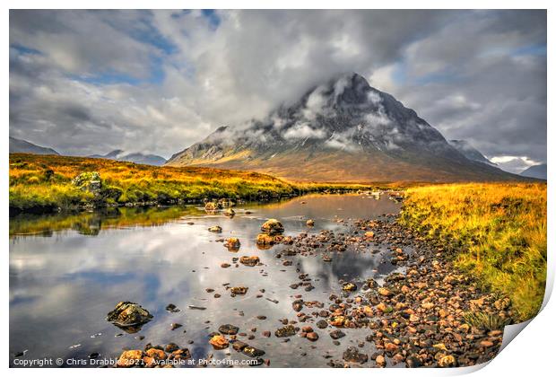 Clouds over Buchaille Etive Mor Print by Chris Drabble