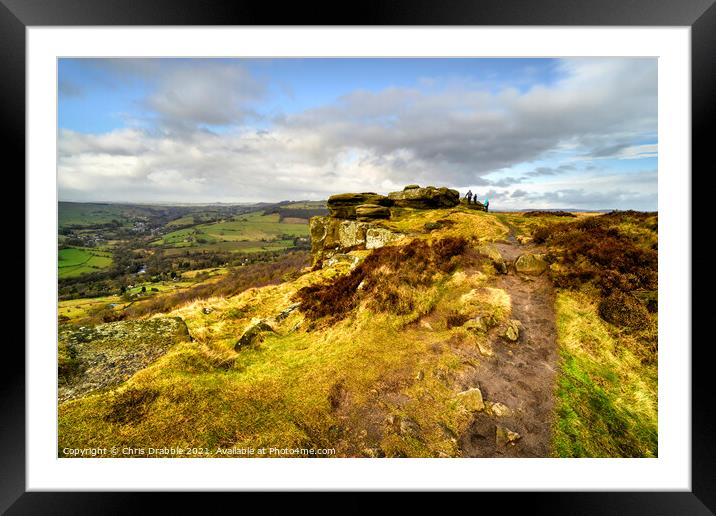 Curbar Edge in Winter colours Framed Mounted Print by Chris Drabble