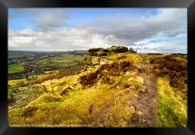 Curbar Edge in Winter colours Framed Print by Chris Drabble