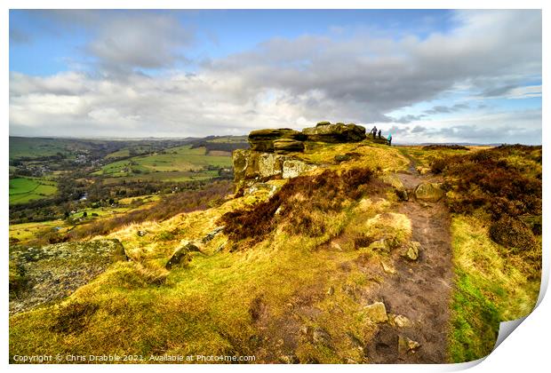 Curbar Edge in Winter colours Print by Chris Drabble