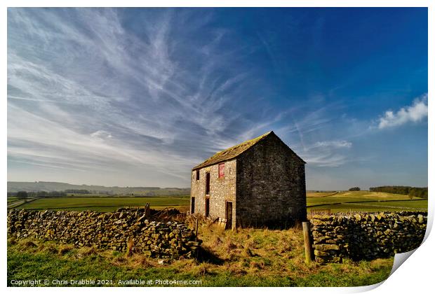 Field barn, Monyash Print by Chris Drabble