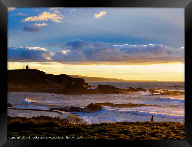 Bude at sunset Framed Print by Nik Taylor