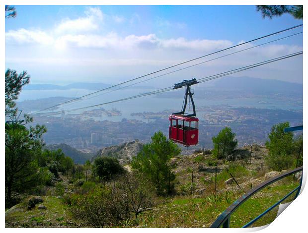 cable car above Nice, France. Print by Peter Bolton