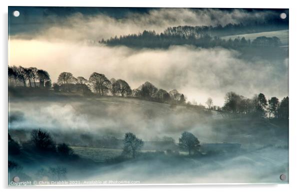 Morning mist in the Derwent Valley Acrylic by Chris Drabble
