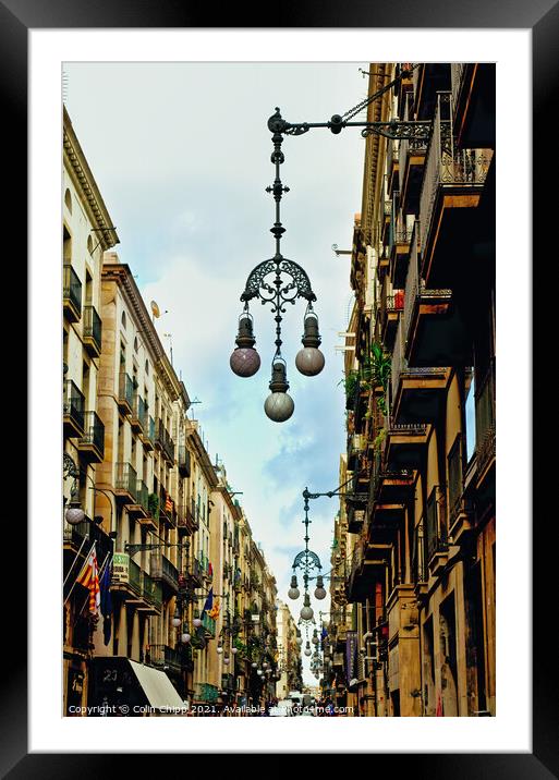 Barcelona streetlamps Framed Mounted Print by Colin Chipp