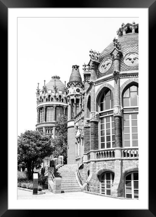 Barcelona City Sant Pau Hospital Black and White Architecture Framed Mounted Print by Radu Bercan