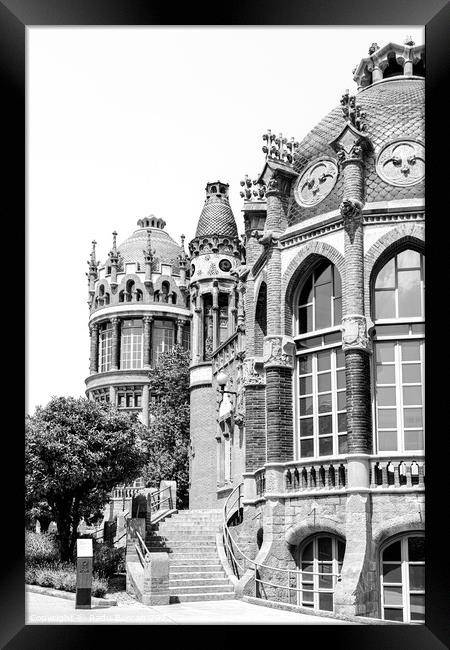 Barcelona City Sant Pau Hospital Black and White Architecture Framed Print by Radu Bercan