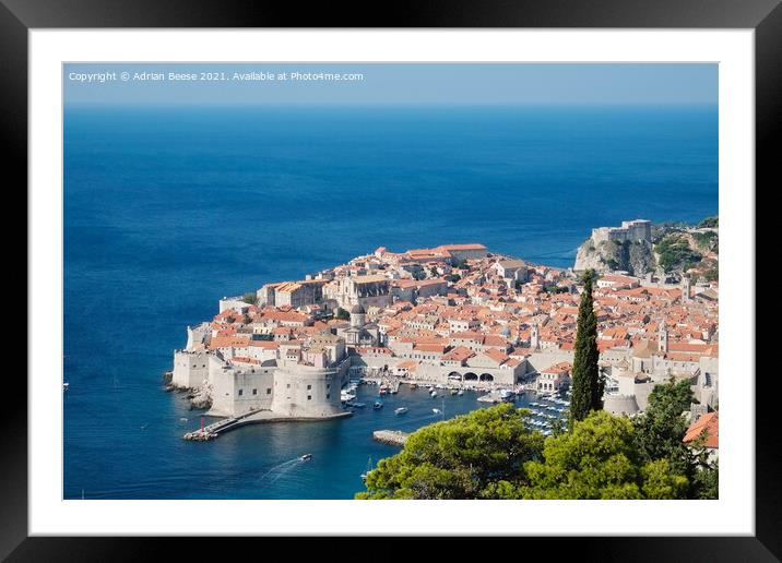 Dubrovnik Croation Walled City Framed Mounted Print by Adrian Beese