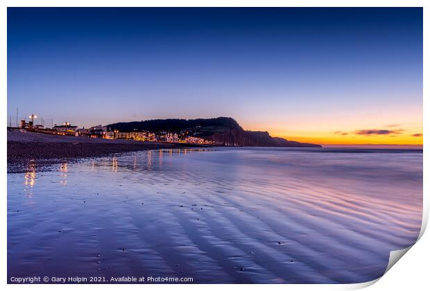 Winter dawn over Sidmouth Beach Print by Gary Holpin