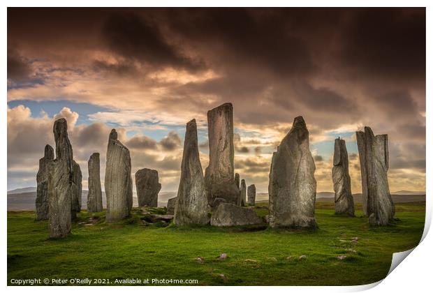 Callanish Stone Circle at Sunset Print by Peter O'Reilly