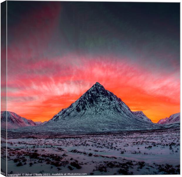 Glen Coe Sunset Canvas Print by Peter O'Reilly