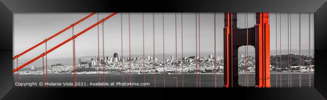 Golden Gate Bridge Color Pop – Panoramic View Framed Print by Melanie Viola