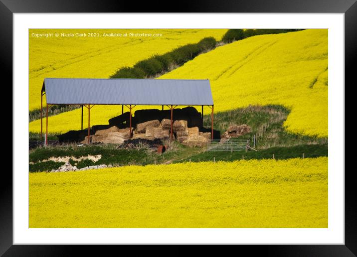 Barn In The Yellow Fields Framed Mounted Print by Nicola Clark