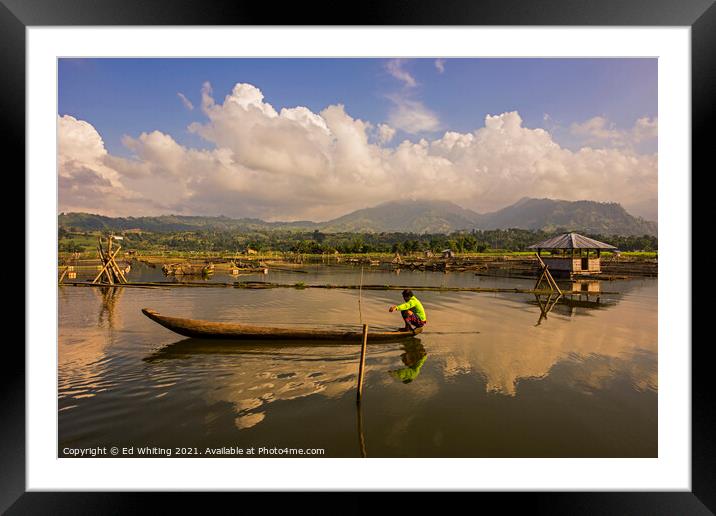 Fishing lake in the Philippines  Framed Mounted Print by Ed Whiting