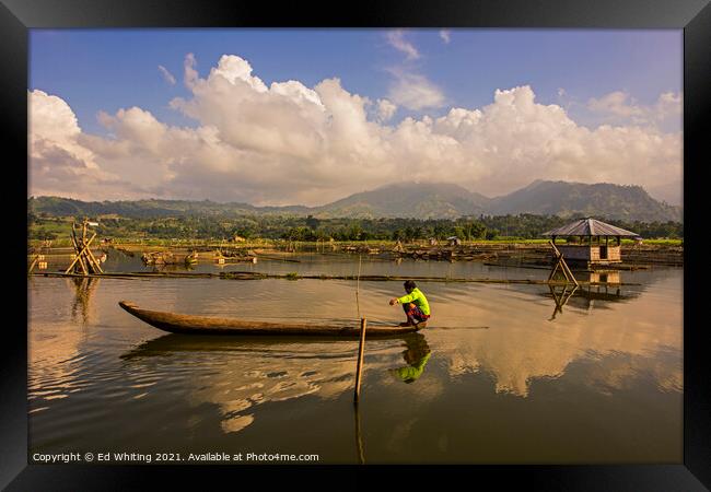 Fishing lake in the Philippines  Framed Print by Ed Whiting