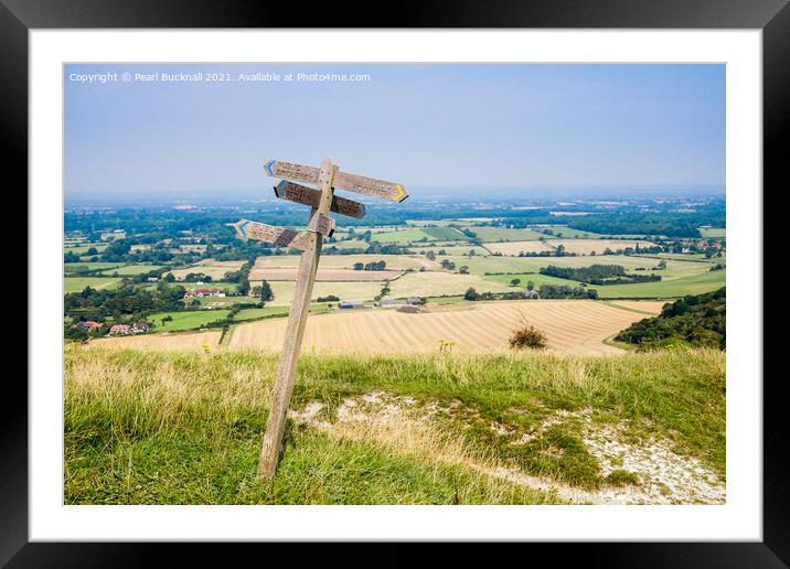 South Downs Path View West Sussex Framed Mounted Print by Pearl Bucknall