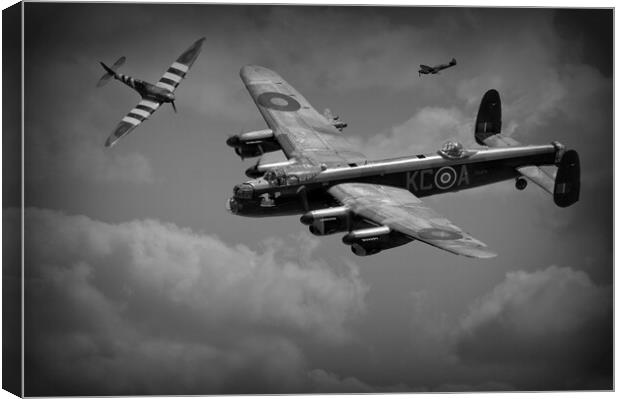 Spitfire & Avro Lancaster Bomber  Canvas Print by Jon Fixter