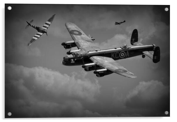 Spitfire & Avro Lancaster Bomber  Acrylic by Jon Fixter