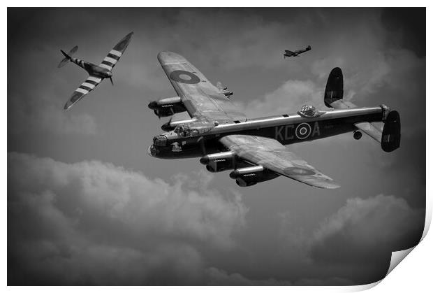 Spitfire & Avro Lancaster Bomber  Print by Jon Fixter