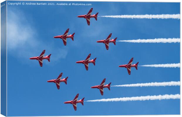 RAF The Red Arrows Canvas Print by Andrew Bartlett