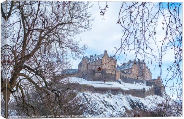 Edinburgh Castle Winter Canvas Print by Rosaline Napier