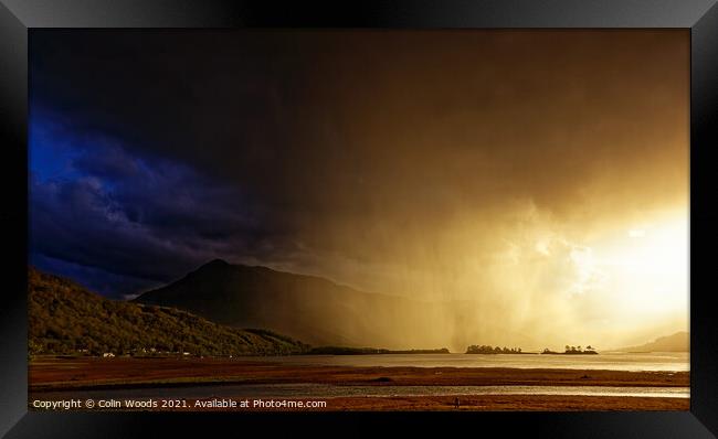 Wild storm light over Loch Linnhe Framed Print by Colin Woods