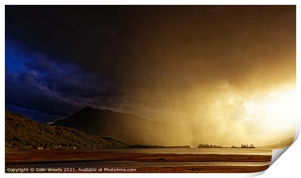 Wild storm light over Loch Linnhe Print by Colin Woods