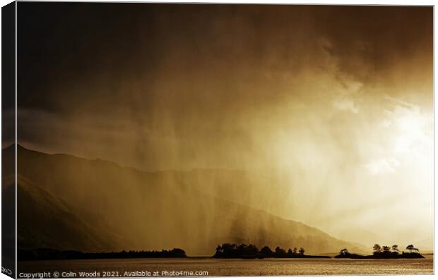 Wild evening storm light over Loch Linnhe in the Scottish Highlands near Fort William, Scotland Canvas Print by Colin Woods