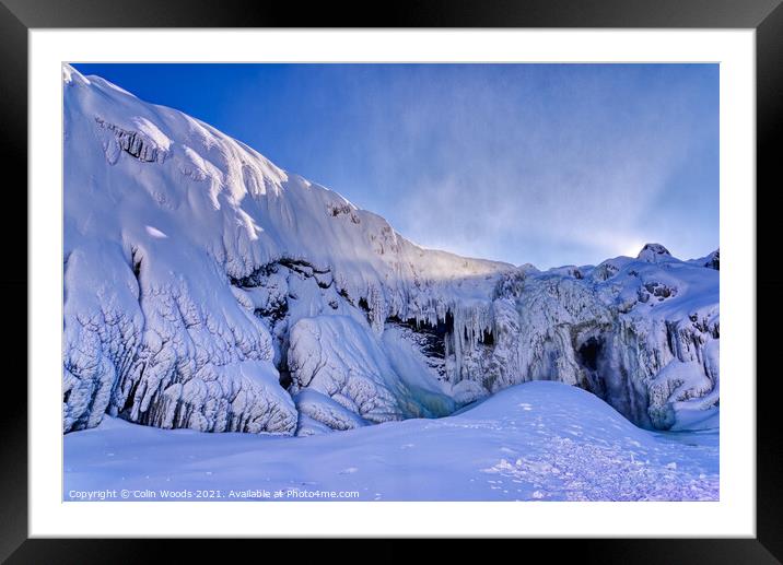 The frozen waterfalls at Chute de la Chaudière in Quebec City  Framed Mounted Print by Colin Woods