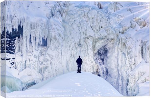 The frozen waterfalls at Chute de la Chaudière in Quebec City Canvas Print by Colin Woods