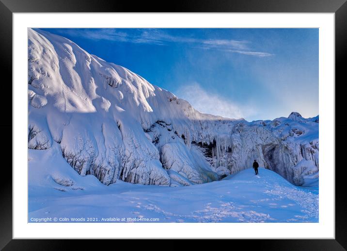 The frozen waterfalls at Chute de la Chaudière in Quebec City Framed Mounted Print by Colin Woods