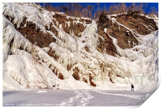 The frozen waterfalls at Chute de la Chaudière in Quebec City Print by Colin Woods