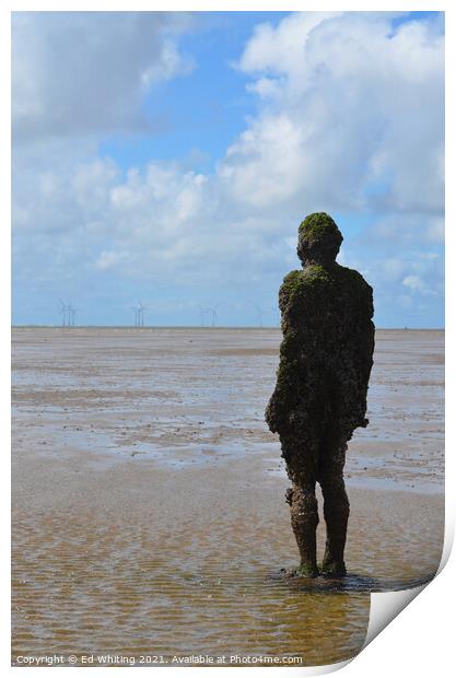 Antony Gormley another place Print by Ed Whiting