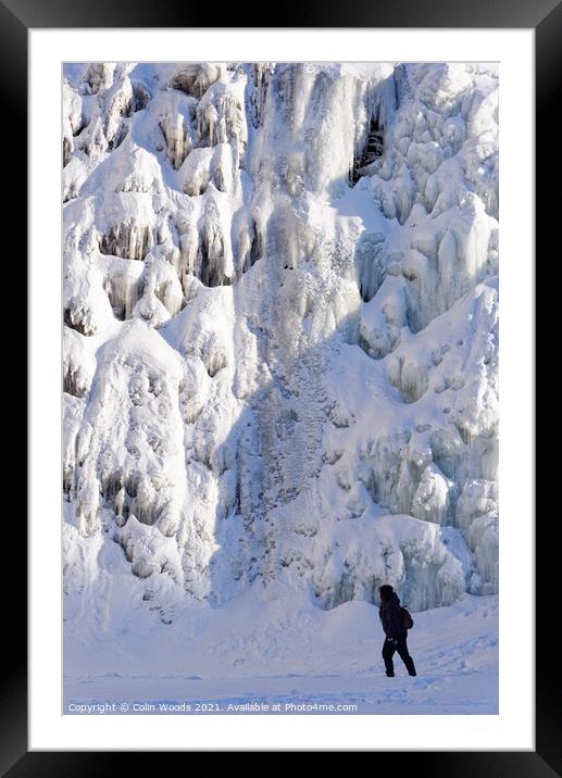 The frozen waterfalls at Chute de la Chaudière in Quebec City Framed Mounted Print by Colin Woods