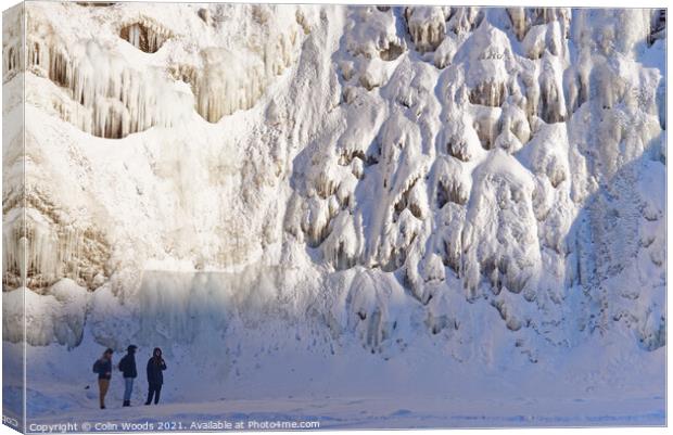 The frozen waterfalls at Chute de la Chaudière in Quebec City Canvas Print by Colin Woods