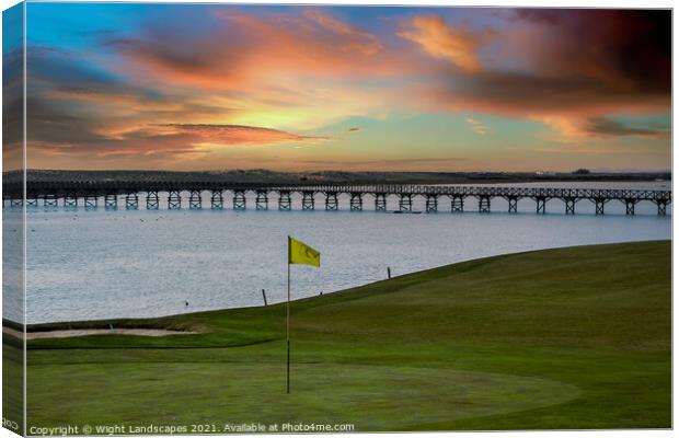 Quinta do Lago Golf The Wooden Bridge Sunset Canvas Print by Wight Landscapes