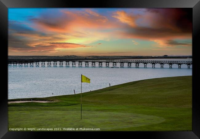 Quinta do Lago Golf The Wooden Bridge Sunset Framed Print by Wight Landscapes